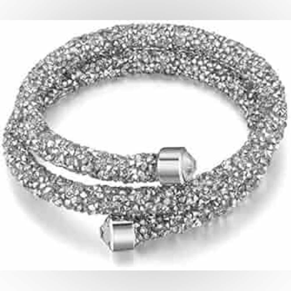 NWOT Crystal Wrap-Around Bracelet, clear/silver - Picture 2 of 6